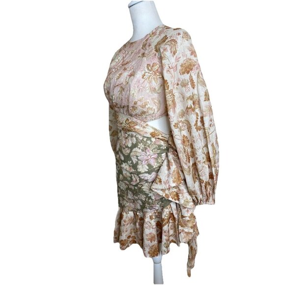 NWT Zimmermann Lyre Wrap Billow Mini Dress US 6 Linen Ruffle Long Sleeve $795 - Picture 10 of 16